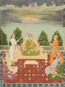 Bahadur Shah met zijn vier zonen en een kleinzoon, ca. 1710 door Indian School