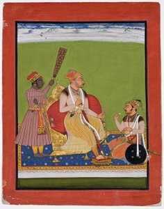 Bhao Singh op de troon met een edelman aan zijn voeten, c.1680 door Indian School