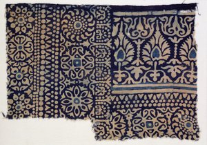 Blokgedrukt textielfragment, Indiaas