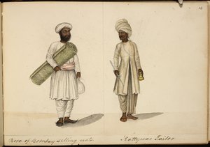 Bohori mat-verkoper; Kathiawar kleermaker