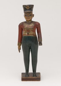 Gesneden houten figuur van een Britse officier van de 3e Madras door Indian School