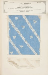 Chikan geborduurd mousselinemonster uit Dacca in Bengalen, uit The Collection of the Textile Manufacturers of India, door John Forbes Watson, gepubliceerd in 1866 door Indian School