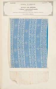 Chikan geborduurd mousselinemonster uit Dacca in Bengalen, uit The Collection of the Textile Manufacturers of India, door John Forbes Watson, gepubliceerd in 1866