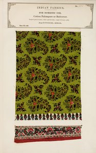 Katoenen palempore of bedekmonster uit Futtygurgh in Bengalen, uit The Collection of the Textile Manufacturers of India, door John Forbes Watson, gepubliceerd in 1866