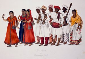 Dansende meisjes en muzikanten, ca. 1828