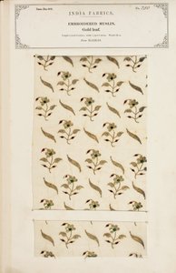 Geborduurd mousselinemonster uit Madras, uit De Collectie van de Textielfabrikanten van India, door John Forbes Watson, gepubliceerd in 1866 door Indian School