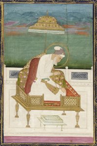 Keizer Aurangzeb; keerzijde: kalligrafisch paneel, los albumblad met schilderij, 1619 door Indian School