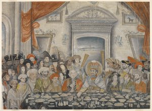 Ghazi-al-din Haidar (Nawab en, na 1819, Koning van Oudh 1814-27) entertaint Lord en Lady Moira met een banket in zijn paleis, c.1820-22