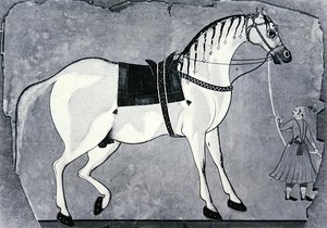 Paard en Knecht van de Keizerlijke Stal, ca. 1660 (litho) door Indian School