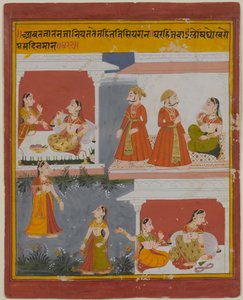 Illustratie uit een manuscript van de Bihari Satasai, begin 18e eeuw door Indian School