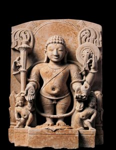 Indiase kunst: Godheid Vishnu. Hoog reliëf. 10e eeuw. Uit Meerut. door Indian School