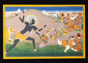 Kali die demonen doodt, ca. 1800-1820 door Indian School