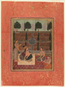 Dames op een terras, Mughal stijl, ca.1700-10 door Indian School