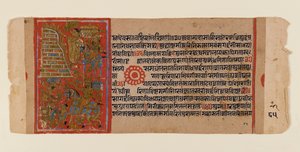 Blad uit een Verspreid Jain Manuscript van de Kalakacharya-katha, c.1450-1475 door Indian School