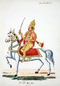 Heer Kalki op zijn Paard Devadatta met Zwaard in de Hand door Indian School