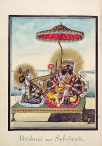 Brahma en Saraswati, uit het Hindoe-epos de 