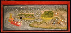 Maharana Jagat Singh II met valkenjacht en zwijnenjacht door Indian School
