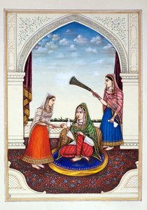 Maharani Jindan, uit Het Koninkrijk van Punjab, zijn Heersers en Hoofden, deel I, een deel van 27 aquarelstudies door een onbekende Indiase kunstenaar, ca. 1840 door Indian School