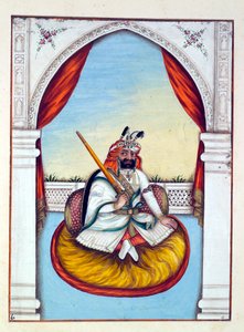 Maharajah Sher Singh, uit Het Koninkrijk van Punjab, zijn Heersers en Hoofden, deel I, een deel van 27 aquarelstudies door een onbekende Indiase kunstenaar, ca. 1840 door Indian School