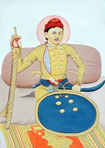 Miniatuurschilderij van Maharaja Rana Zalim Singh Jhalawar door Indian School