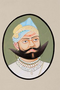 Miniatuurschilderij van Maharaja Sajjan Singh 1874 door Indian School