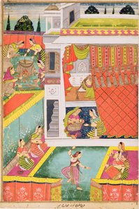 Miniatuurschilderij ter viering van de geboorte van een kind, mogelijk Aurangabad, Deccan door Indian School