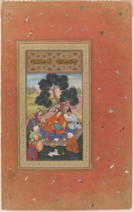 Mongoolse stamhoofd en begeleiders, folio uit het Gulshan Album (Rozen Tuin album), ca.1600 door Indian School