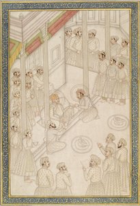 Mughal Keizer Akbar Houdt Hof Tijdens zijn Laatste Ziekte, midden 18e eeuw door Indian School