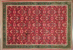 Mughal tapijt met een bloesem- en rasterontwerp, Noord-Indiaas door Indian School