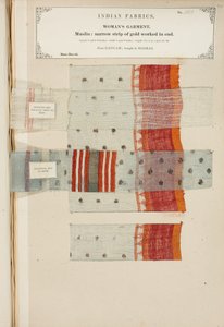 Mousselinemonster uit Ganham, gekocht in Madras, uit The Collection of the Textile Manufacturers of India, door John Forbes Watson, gepubliceerd in 1866 door Indian School