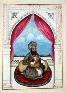 Nawab Mohammad Akhbar Khan, uit Het Koninkrijk van Punjab, zijn Heersers en Hoofden, deel II, een volume van 30 aquarelstudies door een onbekende Indiase kunstenaar, ca. 1840 door Indian School
