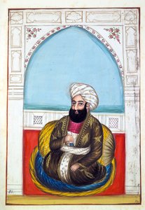 Nawab Synd Mohammad Khan, uit Het Koninkrijk van Punjab, zijn Heersers en Hoofden, deel II, een volume van 30 aquarelstudies door een onbekende Indiase kunstenaar, ca. 1840 door Indian School
