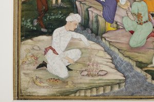 Picknicken tijdens een jacht (detail), c.1615 door Indian School
