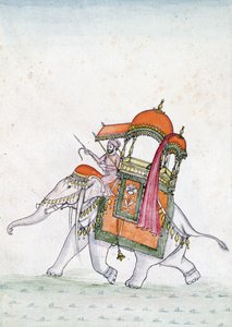 Portret van een man die op een olifant rijdt, begin 19e eeuw