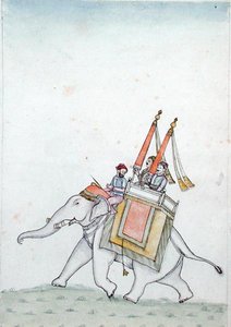 Portret van een prins op een olifant, begin 19e eeuw