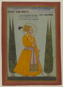 Postuum portret van Maharaja Ajit Singh van Marwar, 1762 door Indian School