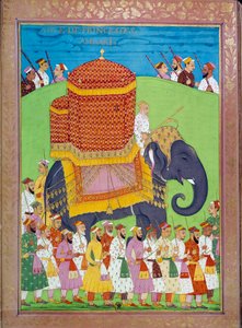 Prinsessenpalanquin op een olifant aan het hof van Shah Alem