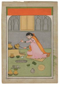 Radha in de keuken, c. 1810 door Indian School