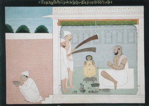 Rajah Bulwant Singh die Puja uitvoert, c.1750 door Indian School