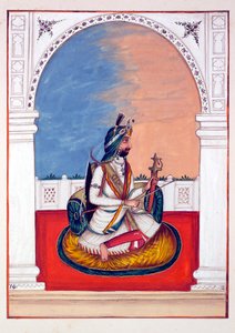 Rajah Hira Singh, uit Het Koninkrijk van Punjab, zijn Heersers en Hoofden, deel I, een deel van 27 aquarelstudies door een onbekende Indiase kunstenaar, ca. 1840 door Indian School