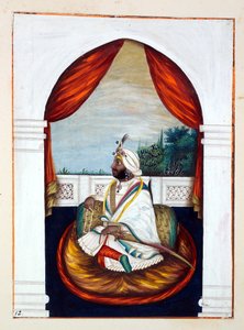 Rajah Sher Singh, uit Het Koninkrijk van Punjab, zijn Heersers en Hoofden, deel I, een deel van 27 aquarelstudies door een onbekende Indiase kunstenaar, ca. 1840 door Indian School