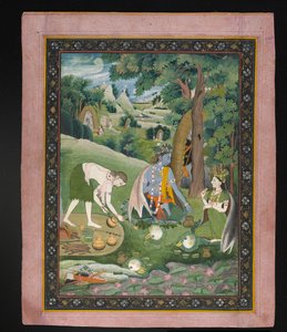 Rama, Lakshmana en Sita koken en eten in de Wildernis, c.1820 door Indian School