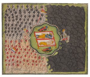 Rama en Lakshmana met de legers van apen en beren, ca. 1780-1800 (dekkende pigmenten op papier)