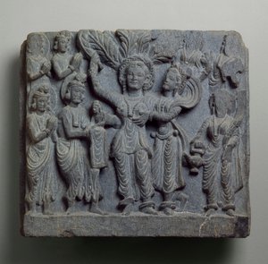 Reliëf dat de geboorte van Boeddha uitbeeldt, Gandhara, waarschijnlijk Sikri, 2e-3e eeuw door Indian School