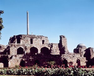 Ruïnes van de citadel Kotla Firuz Shah, gesticht door Firuz Shah Tughluq (1351-88) door Indian School