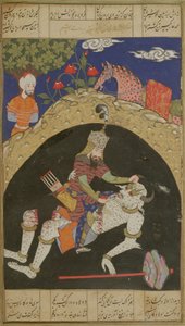 Rustam doodt de Witte Div van Mazandaran, illustratie uit de Shahnama (Boek der Koningen), door Abul-Qasim Manur Firdawsi (ca. 934-ca. 1020), uit de Deccan-regio, 1590 door Indian School