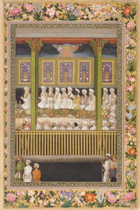 Shah Jahan eert de religieuze orthodoxie, pagina uit het St. Petersburg Album, ca. 1635 door Indian School