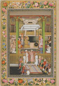 Shah Jahan eert de religieuze orthodoxie, pagina uit het St. Petersburg Album, ca. 1635