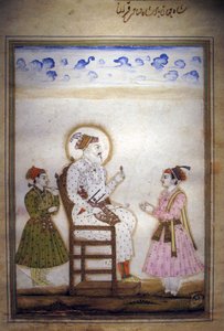 Shah Jahan zittend met bedienden door Indian School