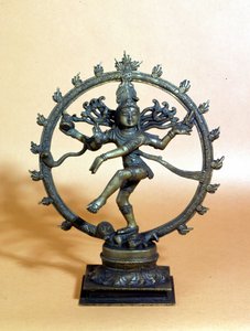 Shiva dansend in de cirkel van vuur en verpletterend de geest van het kwaad. 18e eeuw. Milaan door Indian School